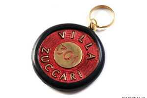 Enameled Round shaped Cast Brass Keychain