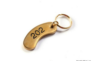 Polished Brass simple Hotel Keychain